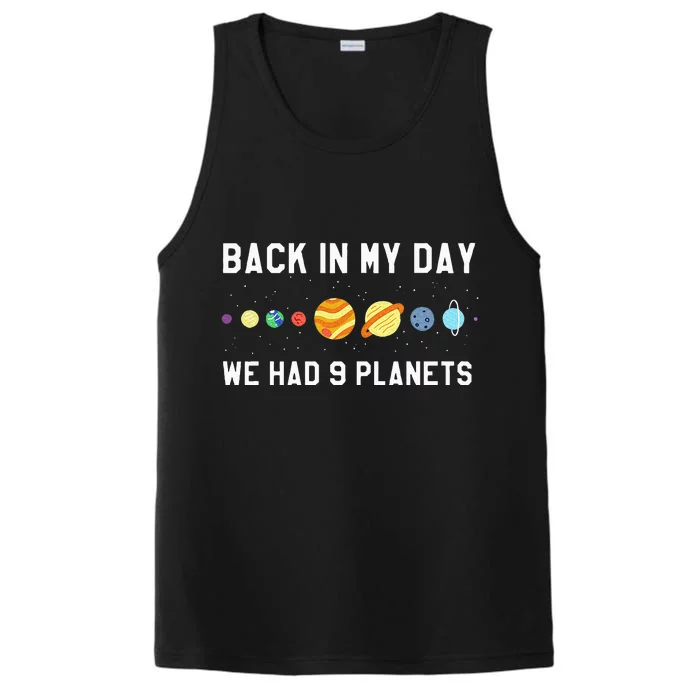 Back In My Day 9 Planets Pluto Space Astronomy Performance Tank