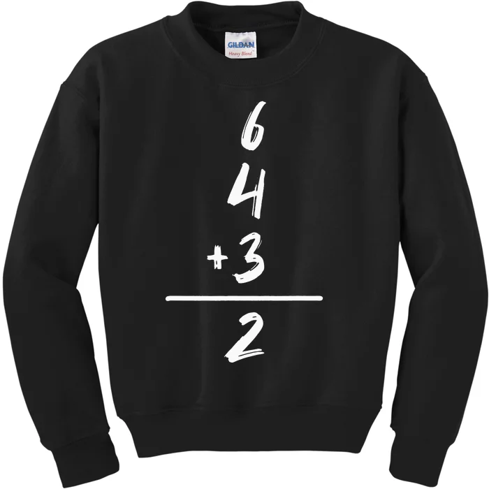 Baseball Inspired Math 6 4 3 2 Double Play Softball Game Kids Sweatshirt