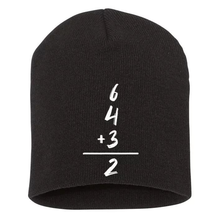 Baseball Inspired Math 6 4 3 2 Double Play Softball Game Short Acrylic Beanie