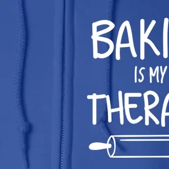 Baking Is My Therapy Pies Cupcake Batch Funny Bakery Gift Full Zip Hoodie