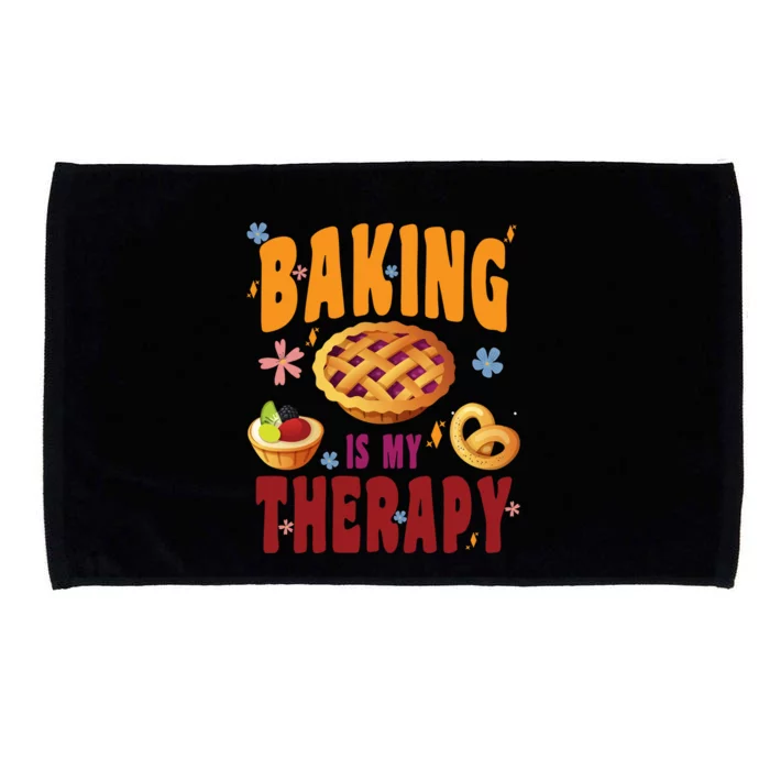 Baking Is My Therapy Culinary Art Artisan Bakery Baked Goods Cool Gift Microfiber Hand Towel