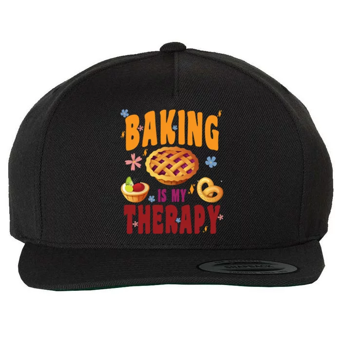 Baking Is My Therapy Culinary Art Artisan Bakery Baked Goods Cool Gift Wool Snapback Cap