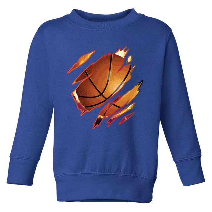 Basketball In Me Ripped Chest Gift Basketball Team Player Gift Toddler Sweatshirt