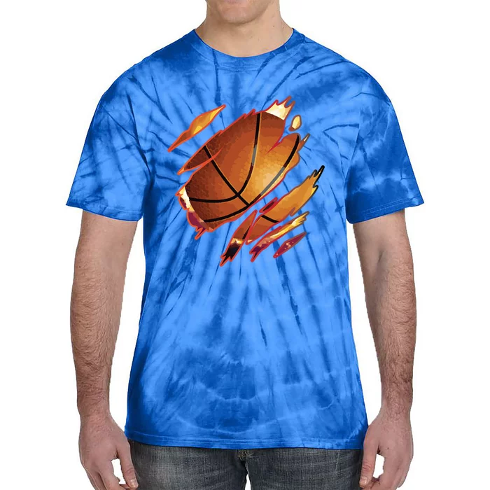 Basketball In Me Ripped Chest Gift Basketball Team Player Gift Tie-Dye T-Shirt