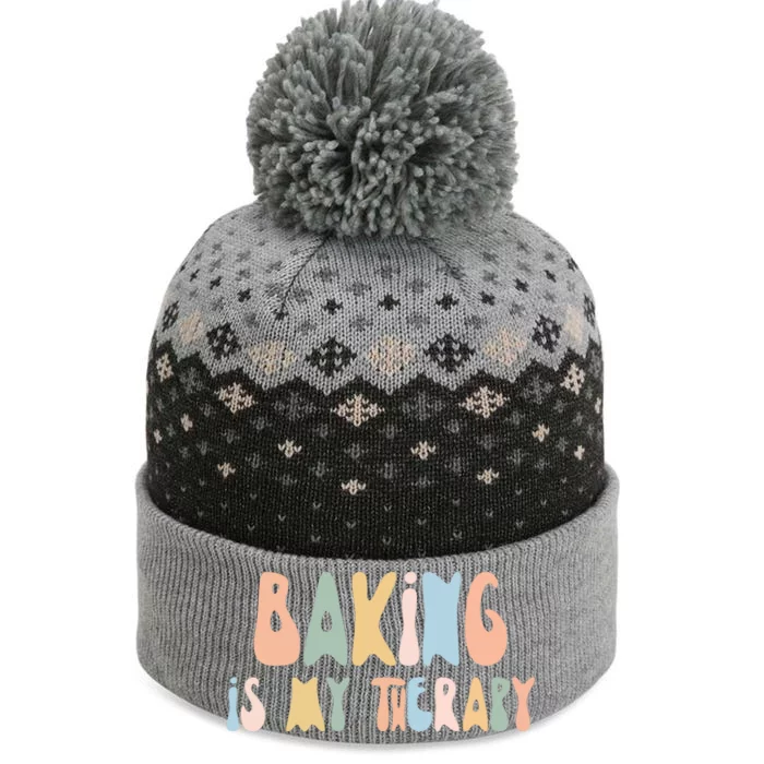 Baking Is My Therapy Gift Funny Foodie Gift For Baker Meaningful Gift The Baniff Cuffed Pom Beanie