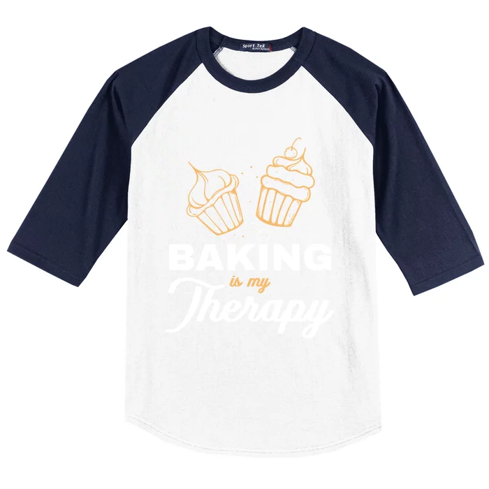 Baking Is My Therapy Cupcake Baker Cute Gift Baseball Sleeve Shirt