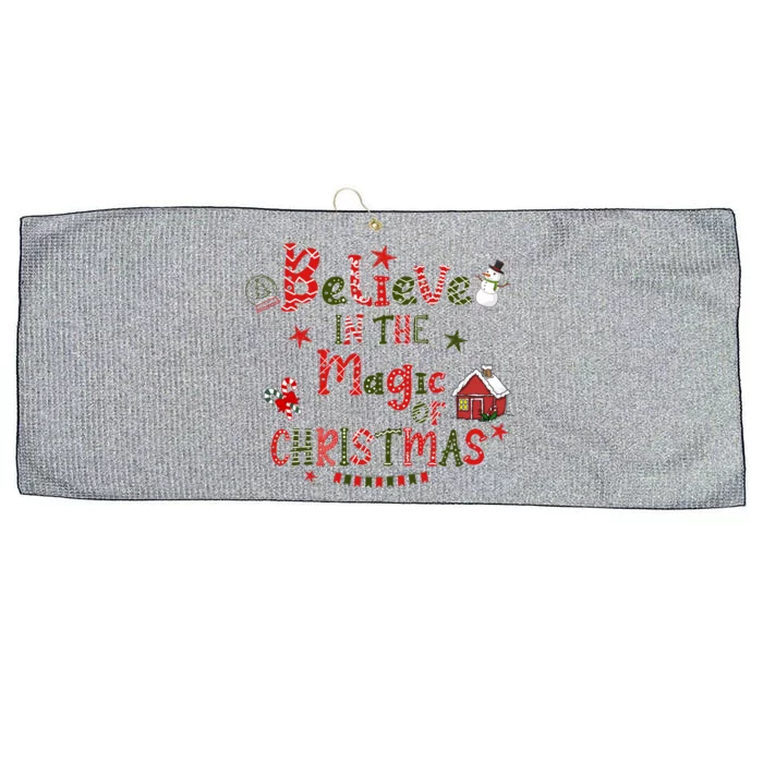 Believe In Magic Of Christmas Funny Xmas Snow Gift Large Microfiber Waffle Golf Towel