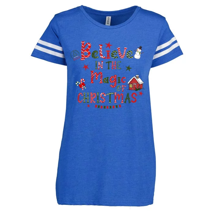 Believe In Magic Of Christmas Funny Xmas Snow Gift Enza Ladies Jersey Football T-Shirt