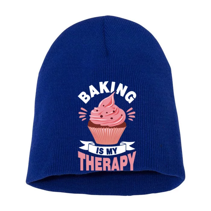 Baking Is My Therapy Great Gift Short Acrylic Beanie