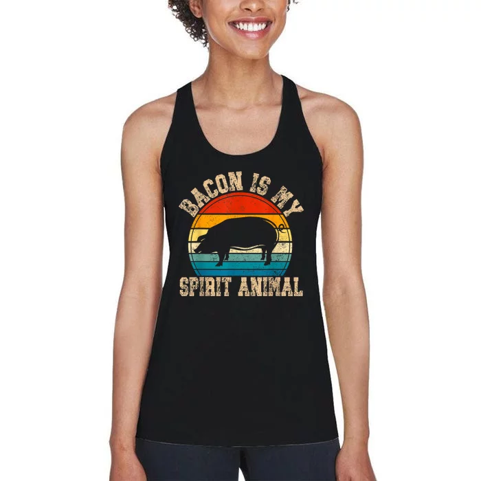 Bacon Is My Spirit Animal Retro Bbq Costume Pork Grill Women's Racerback Tank