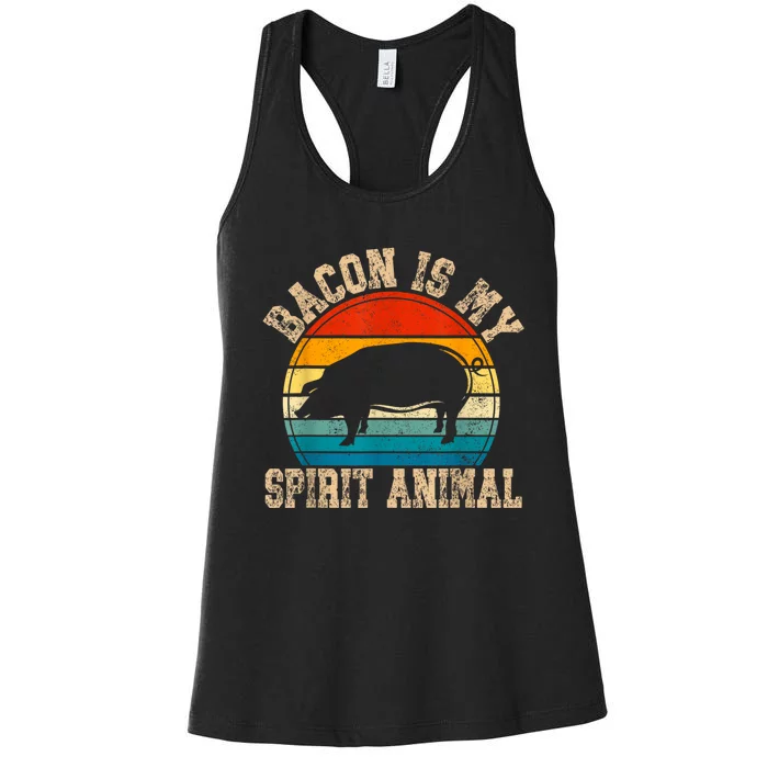 Bacon Is My Spirit Animal Retro Bbq Costume Pork Grill Women's Racerback Tank