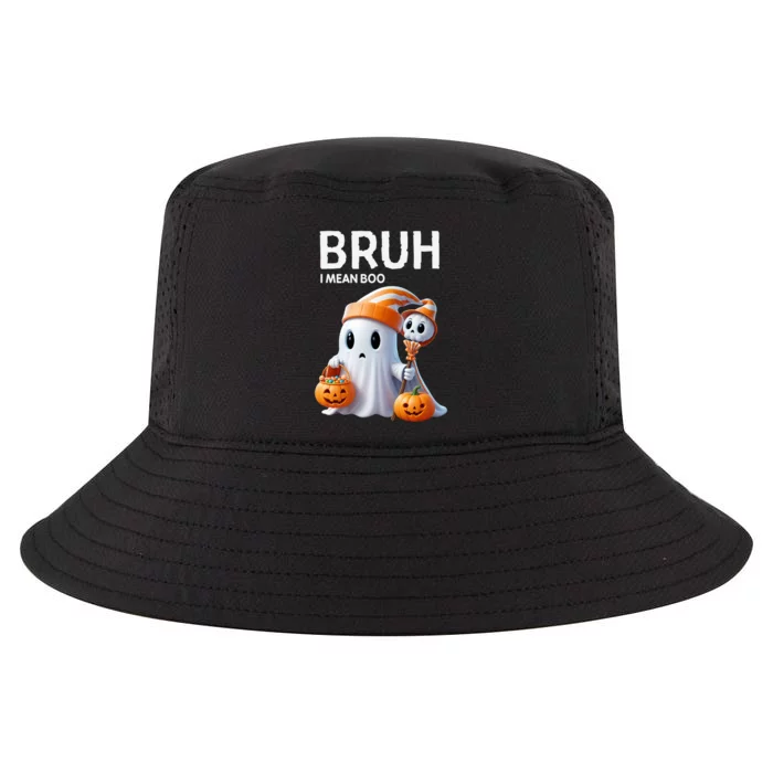 Bruh I Mean Boo Ghost Skull Pumpkin Halloween Cool Comfort Performance Bucket Hat