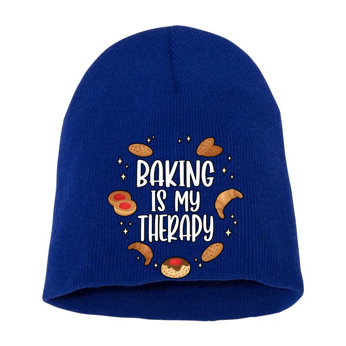 Baking Is My Therapy Gift Short Acrylic Beanie