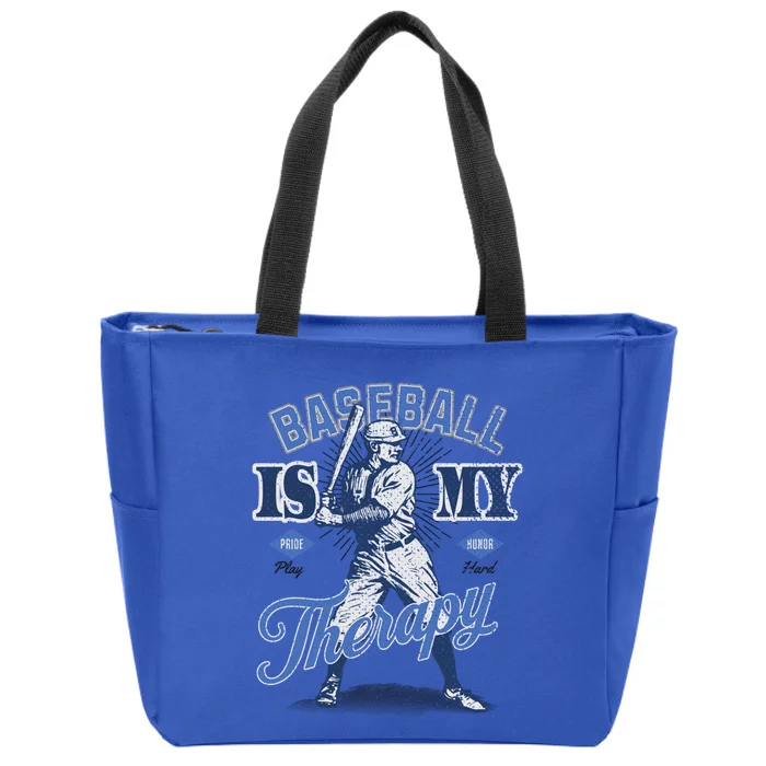 Baseball Is My Therapy Proud Supporter Great Gift Zip Tote Bag