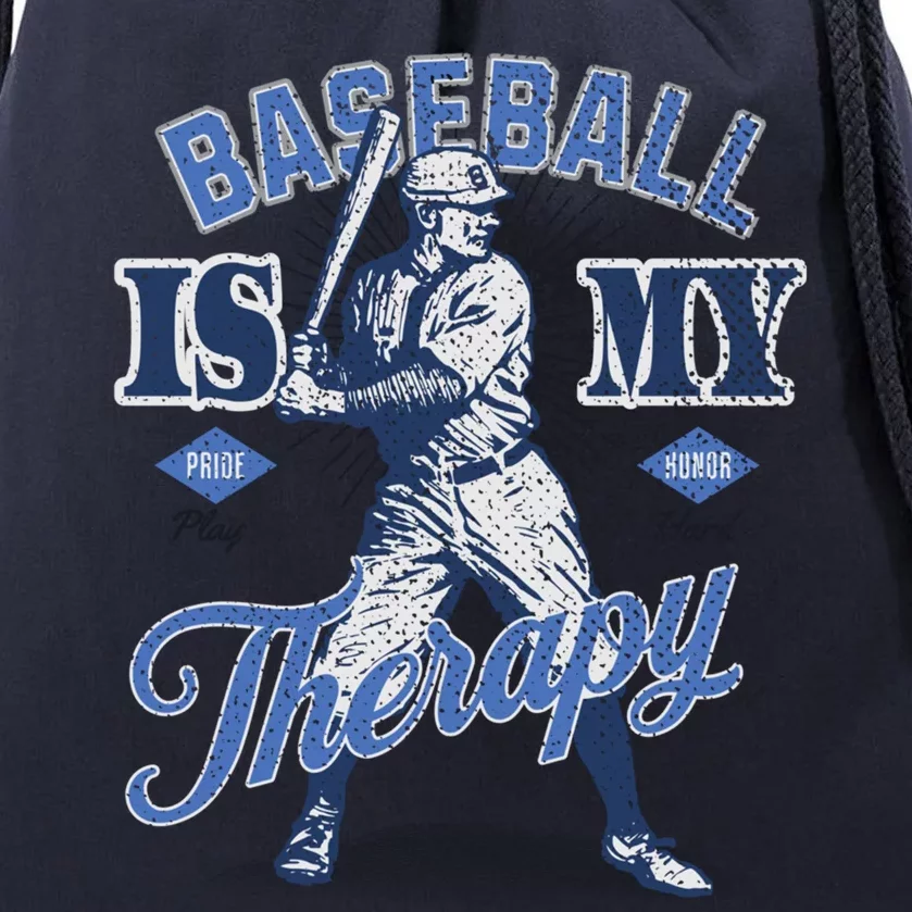 Baseball Is My Therapy Proud Supporter Great Gift Drawstring Bag