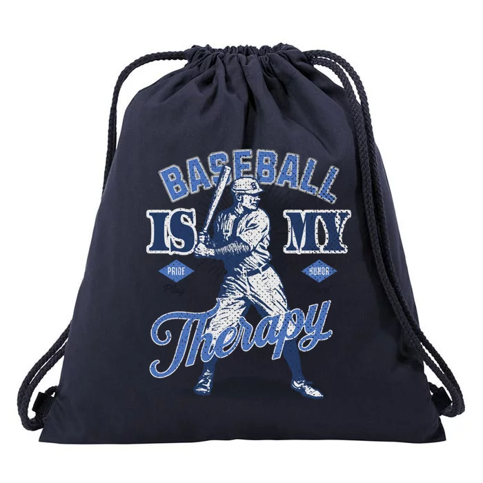 Baseball Is My Therapy Proud Supporter Great Gift Drawstring Bag