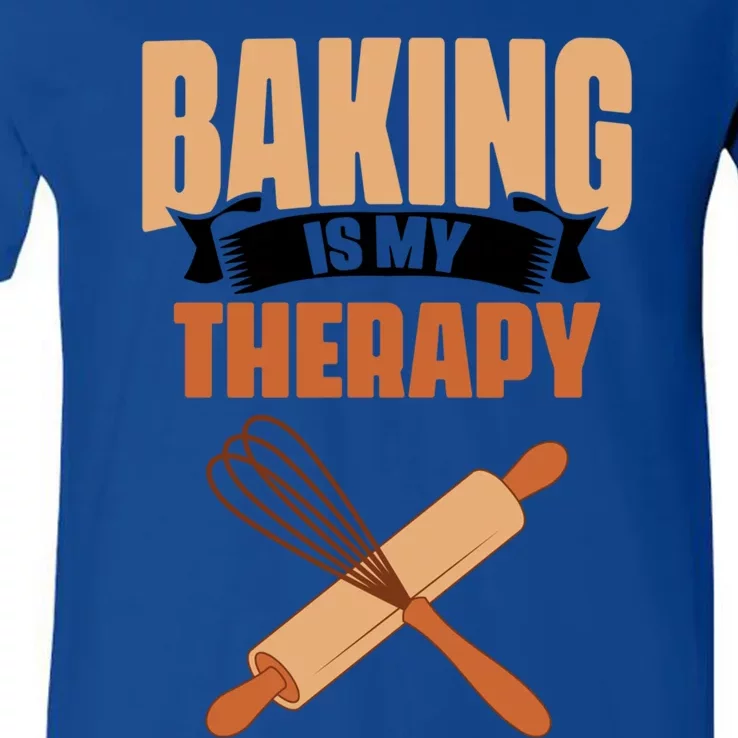 Baking Is My Therapy Cupcake Cookie Pastry Chef Baker Great Gift V-Neck T-Shirt