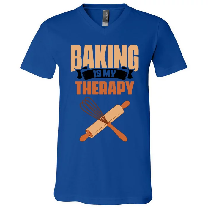 Baking Is My Therapy Cupcake Cookie Pastry Chef Baker Great Gift V-Neck T-Shirt