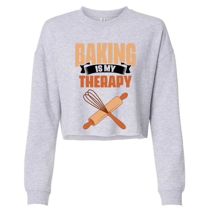 Baking Is My Therapy Cupcake Cookie Pastry Chef Baker Great Gift Cropped Pullover Crew