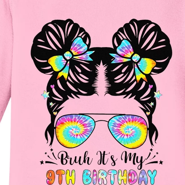 Bruh ItS My 9th Birthday 9 Year Old 9th Birthday Baby Long Sleeve Bodysuit