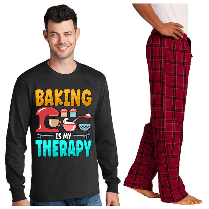 Baking Is My Therapy Cute Gift Long Sleeve Pajama Set