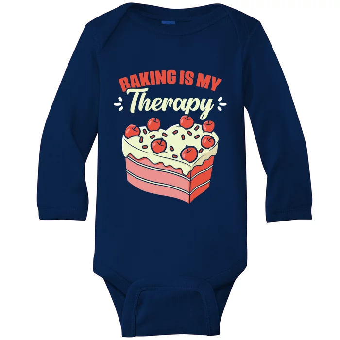 Baking Is My Therapy Cupcake Cookie Pastry Chef Baker Cool Gift Baby Long Sleeve Bodysuit