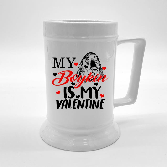 Boykin Is My Valentine Kin Spaniel Dog Mom Hunting Mama Gift Front & Back Beer Stein