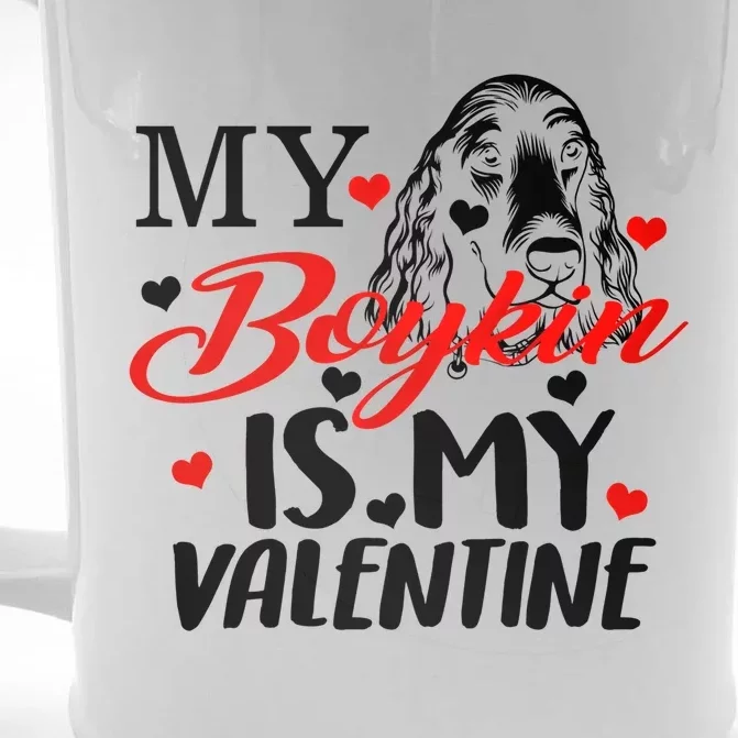 Boykin Is My Valentine Kin Spaniel Dog Mom Hunting Mama Gift Front & Back Beer Stein