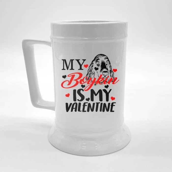 Boykin Is My Valentine Kin Spaniel Dog Mom Hunting Mama Gift Front & Back Beer Stein