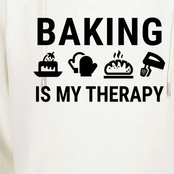 Baking Is My Therapy Gift Womens Funnel Neck Pullover Hood