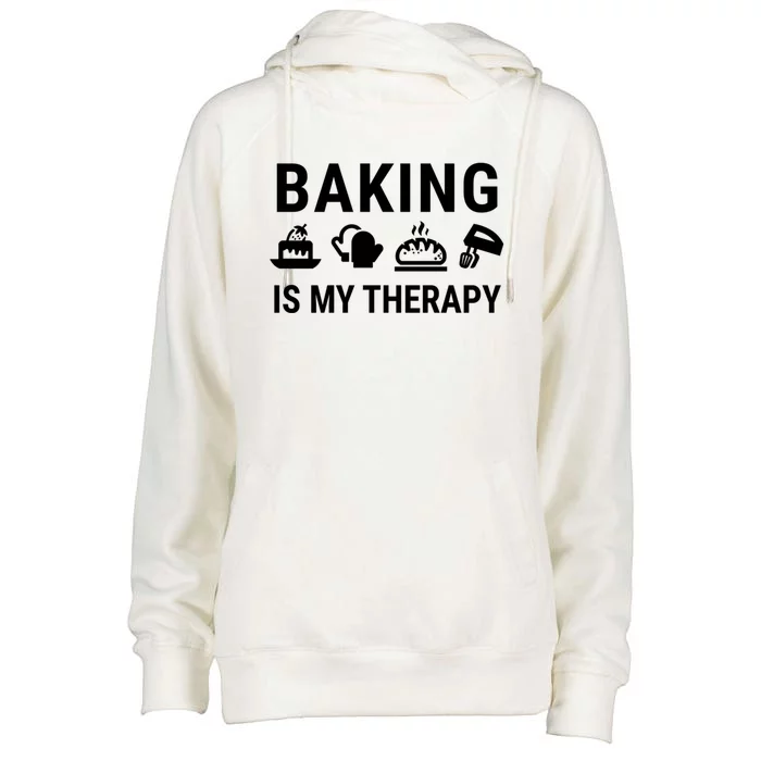 Baking Is My Therapy Gift Womens Funnel Neck Pullover Hood