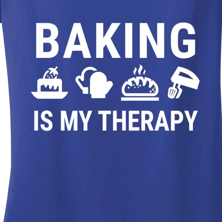 Baking Is My Therapy Gift Women's V-Neck T-Shirt