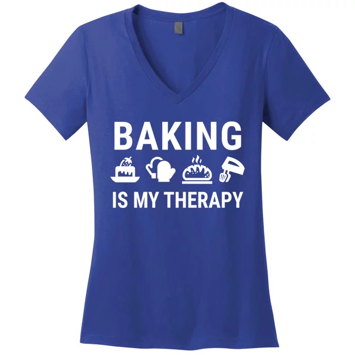 Baking Is My Therapy Gift Women's V-Neck T-Shirt