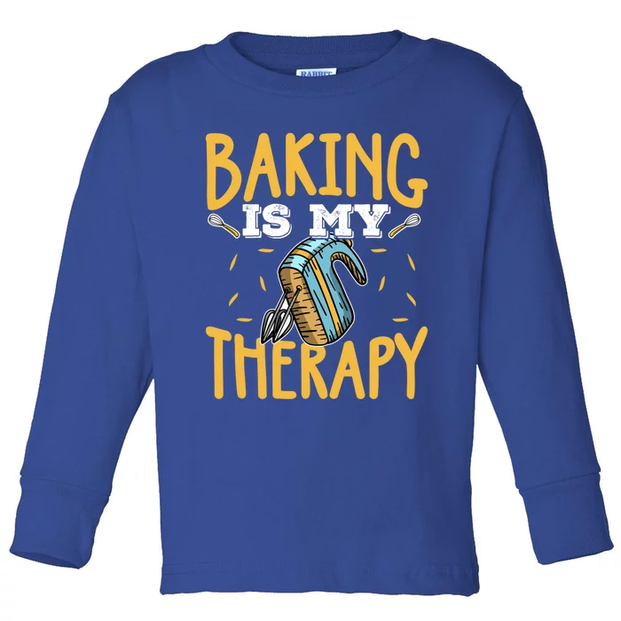 Baking Is My Therapy Cupcake Cooking Baking Gift Toddler Long Sleeve Shirt