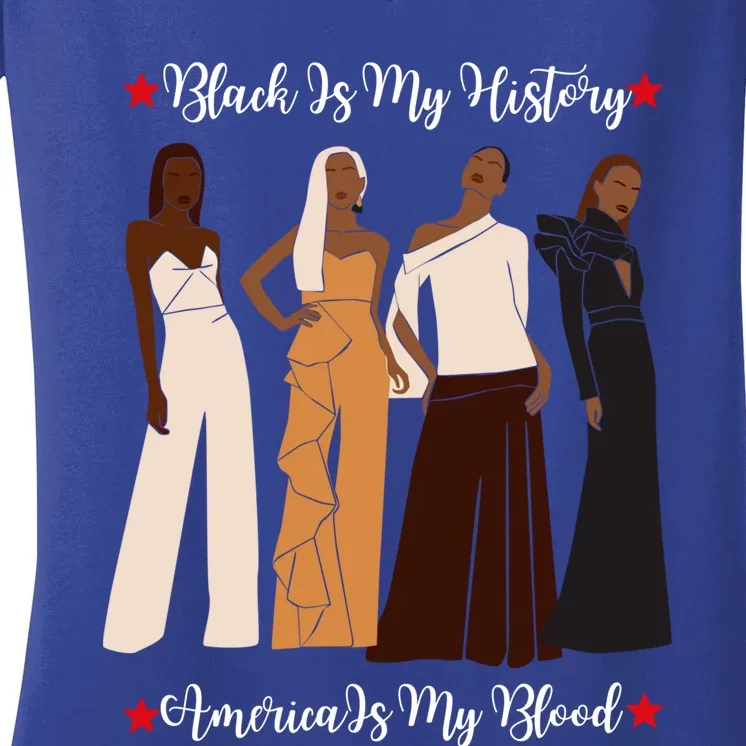 Black Is My History Strong Black Figures Mom Teachers Gift Women's V-Neck T-Shirt