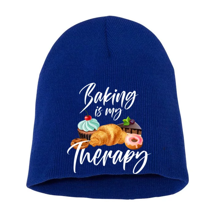 Baking Is My Therapy Gift Short Acrylic Beanie