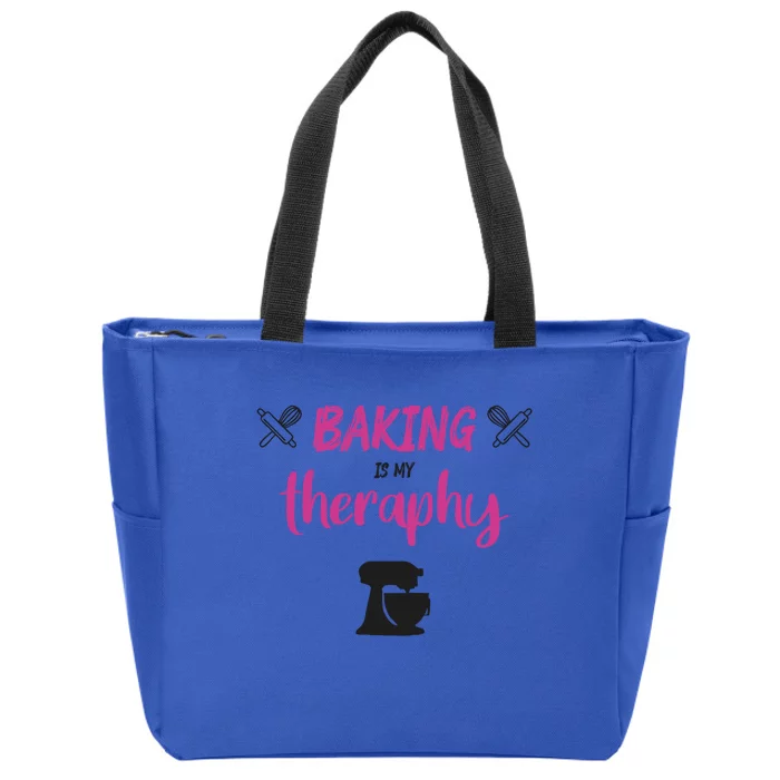 Baking Is My Therapy Cute Baker Biscuit Baking Culinary Cool Gift Zip Tote Bag