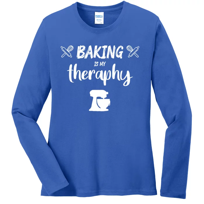 Baking Is My Therapy Cute Baker Biscuit Baking Culinary Gift Ladies Long Sleeve Shirt