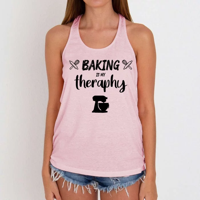 Baking Is My Therapy Cute Baker Biscuit Baking Culinary Gift Women's Knotted Racerback Tank