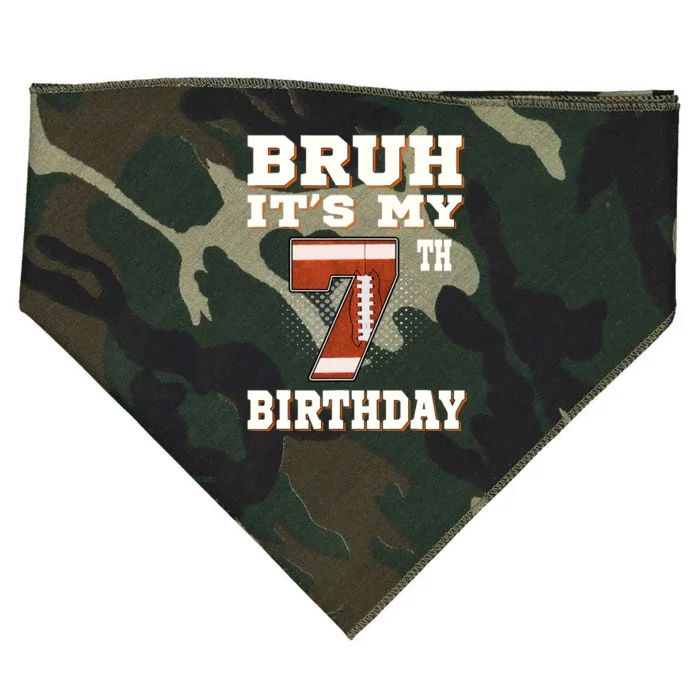 Bruh ItS My 7th Birthday 7 Year Old Football USA-Made Doggie Bandana