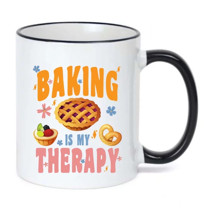 Baking Is My Therapy Cute Top Girls Fun Trendy Fashion Funny Gift Black Color Changing Mug