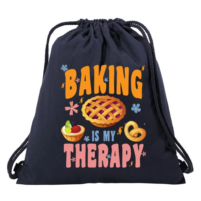 Baking Is My Therapy Cute Top Girls Fun Trendy Fashion Funny Gift Drawstring Bag