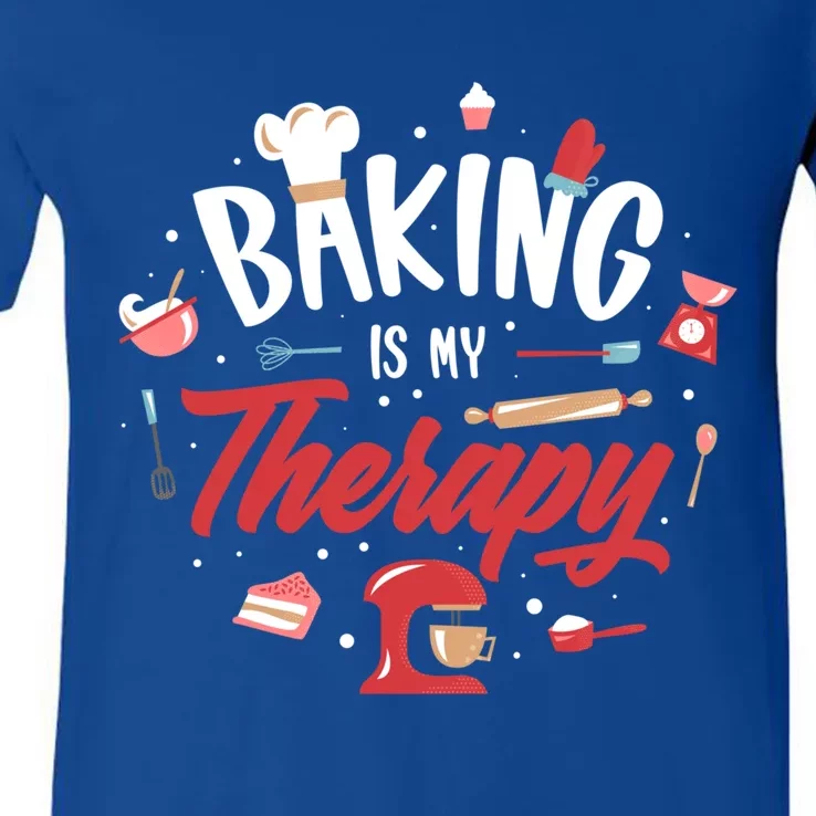 Baking Is My Therapy Gift V-Neck T-Shirt