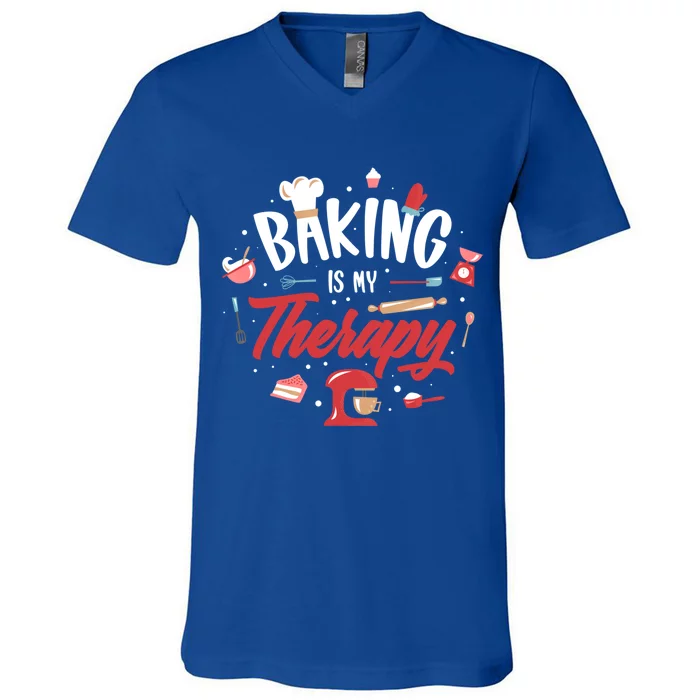 Baking Is My Therapy Gift V-Neck T-Shirt