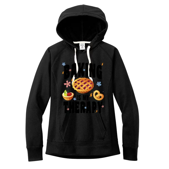 Baking Is My Therapy Cute Top Girls Fun Trendy Fashion Gift Women's Fleece Hoodie