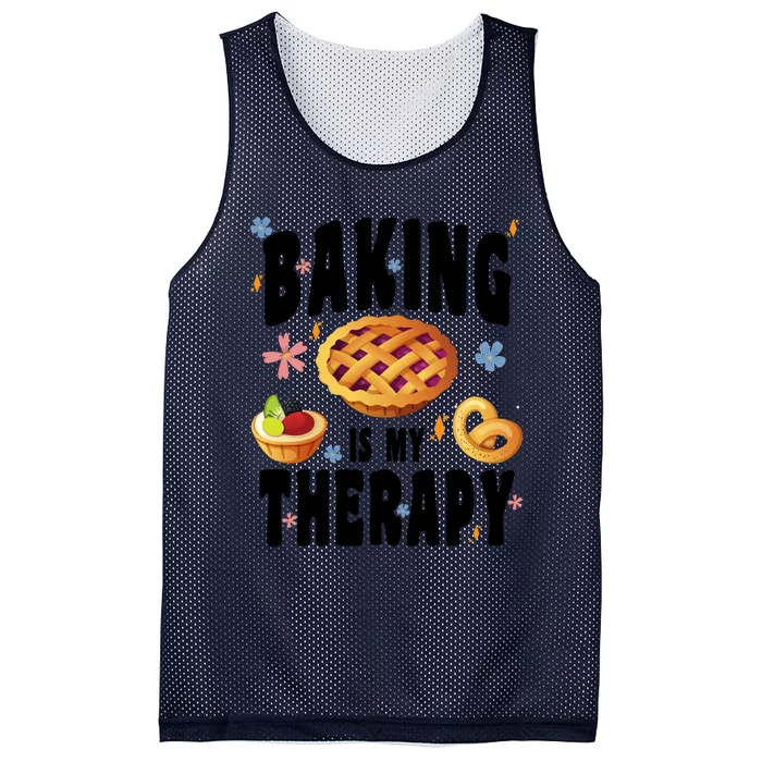 Baking Is My Therapy Cute Top Girls Fun Trendy Fashion Gift Mesh Reversible Basketball Jersey Tank