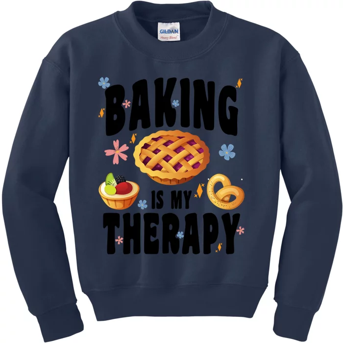 Baking Is My Therapy Cute Top Girls Fun Trendy Fashion Gift Kids Sweatshirt