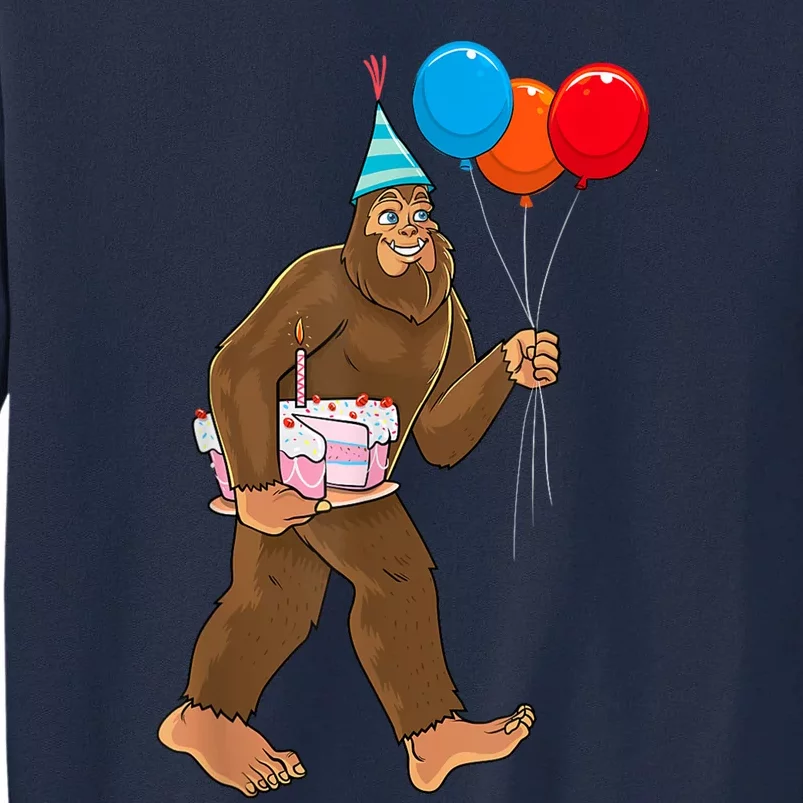 Bigfoot ItS My Birthday Party Hat Balloons Sasquatch Tall Sweatshirt