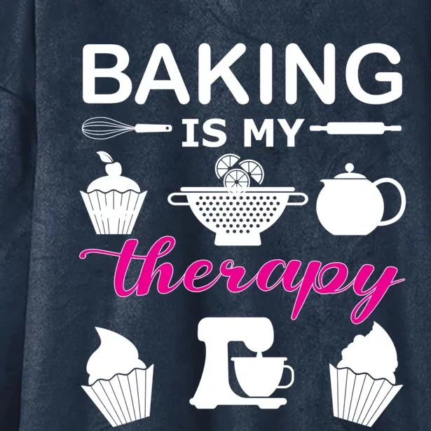 Baking Is My Therapy Gift Hooded Wearable Blanket