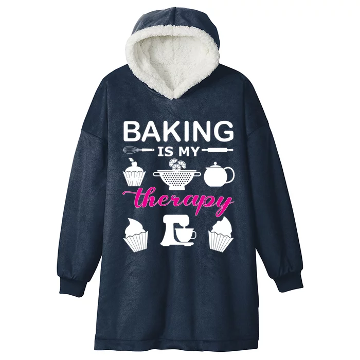 Baking Is My Therapy Gift Hooded Wearable Blanket